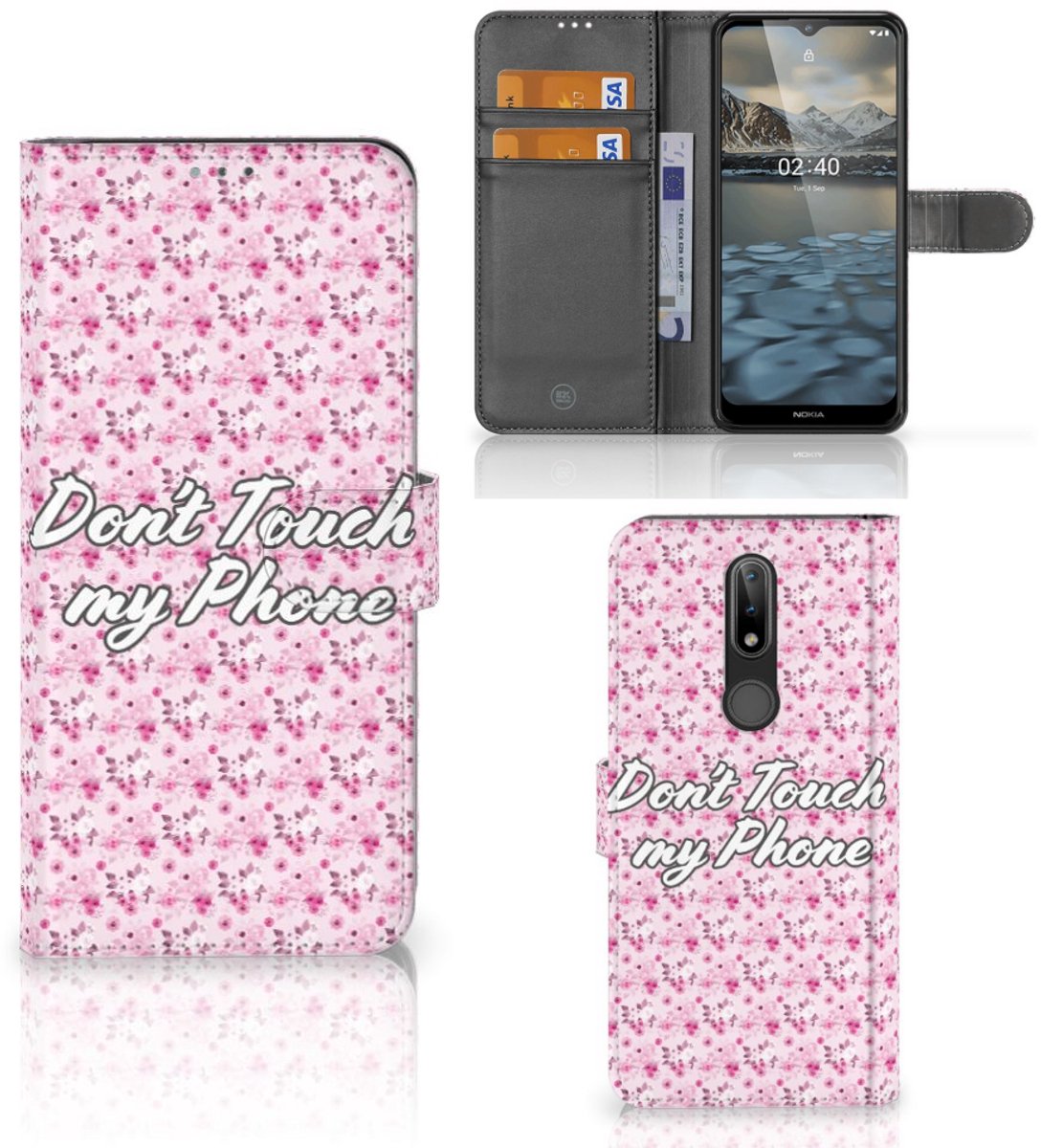 Nokia 2.4 Portemonnee Hoesje Flowers Pink DTMP