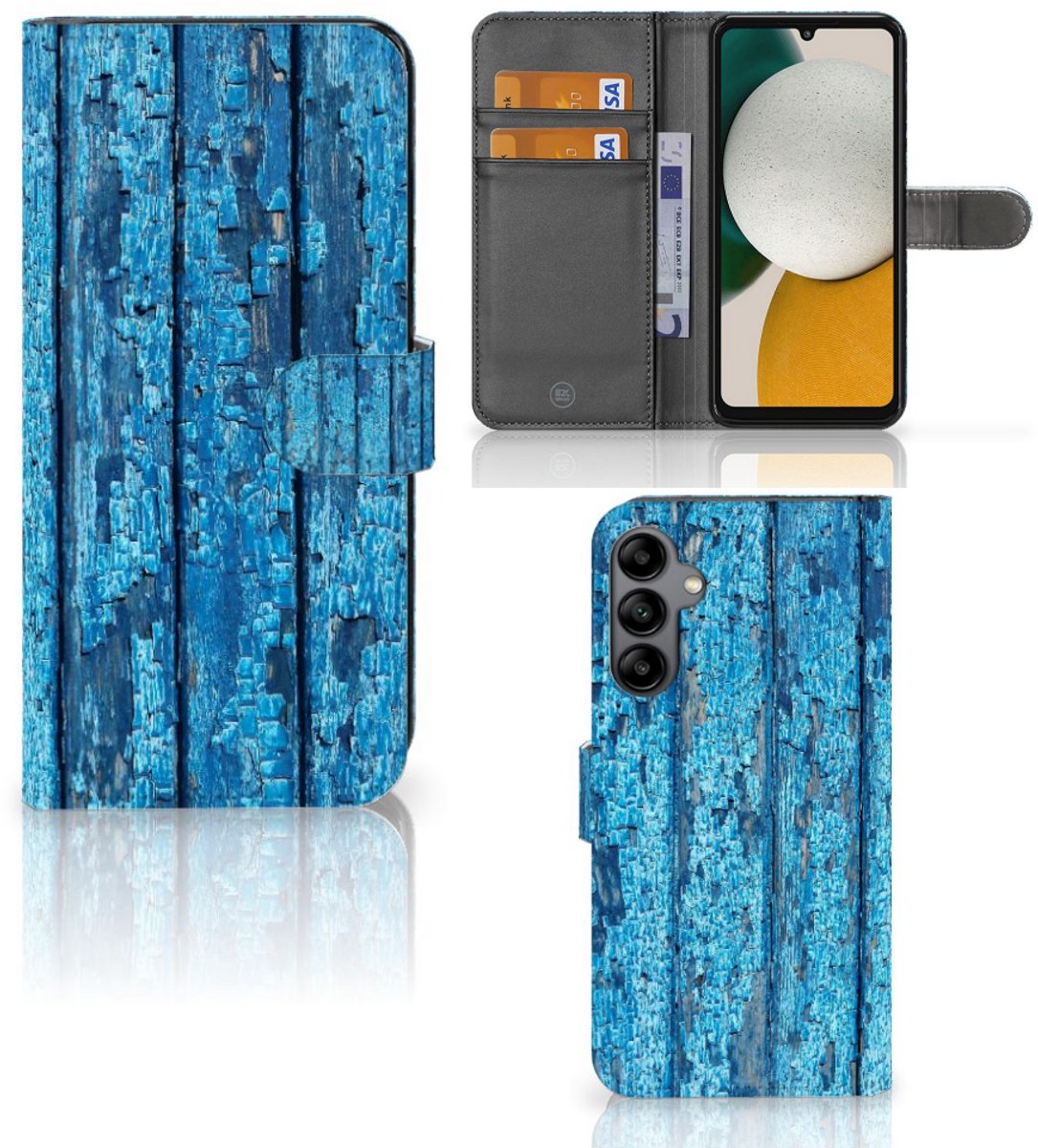 Book Case voor Samsung Galaxy A34 Book Style Case Wood Blue