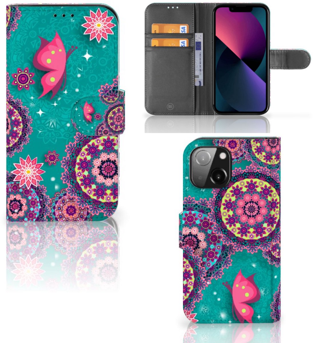 iPhone 13 Mini Hoesje Cirkels en Vlinders