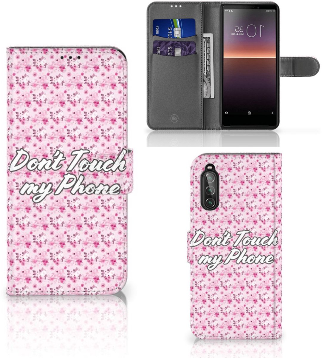 Sony Xperia 10 II Portemonnee Hoesje Flowers Pink DTMP