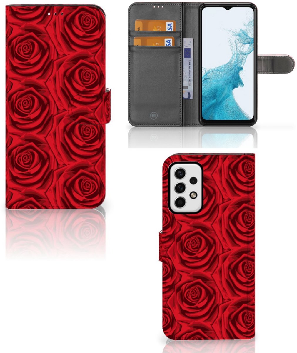 Boekhoesje voor Samsung Galaxy A23 Hoesje Red Roses