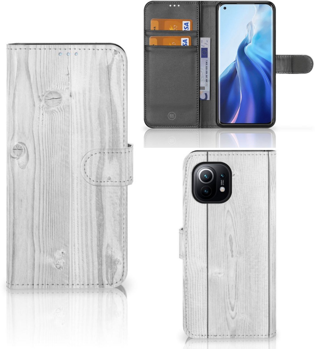 Xiaomi Mi 11 Book Style Case White Wood