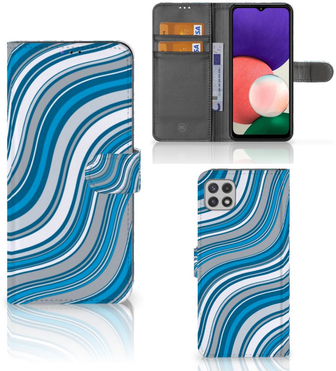 Samsung Galaxy A22 5G Telefoon Hoesje Waves Blue