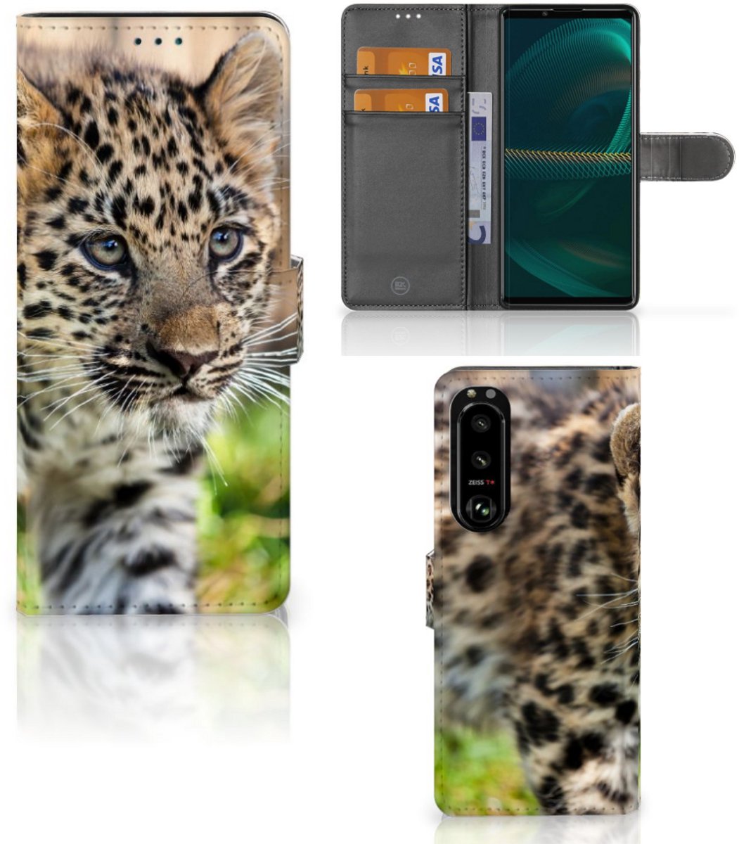 Sony Xperia 5III Telefoonhoesje met Pasjes Baby Luipaard