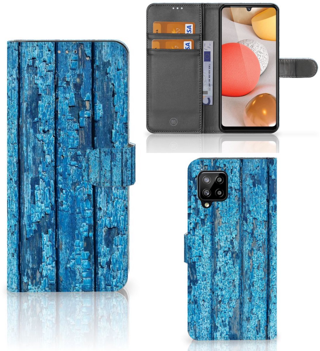 Samsung Galaxy A42 5G Book Style Case Wood Blue