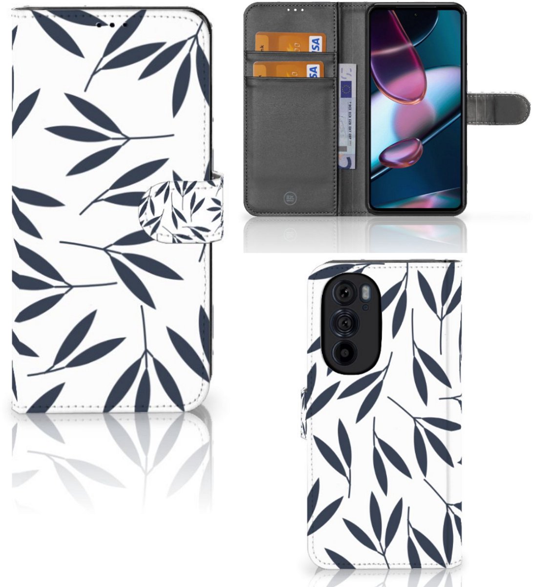 Motorola Edge 30 Pro Hoesje Leaves Blue