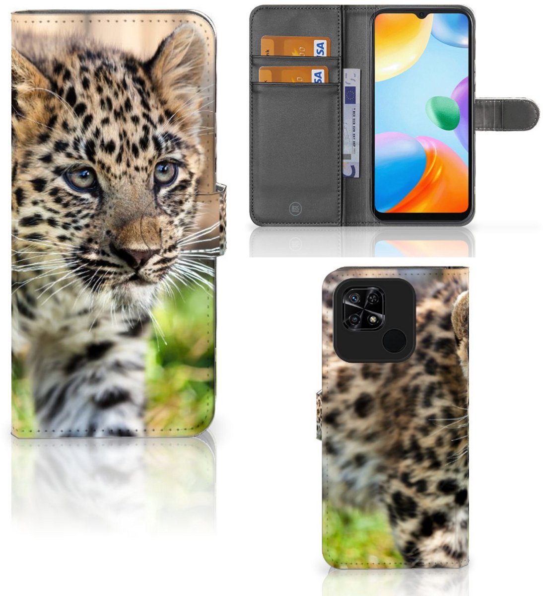 Xiaomi Redmi 10C Telefoonhoesje met Pasjes Baby Luipaard