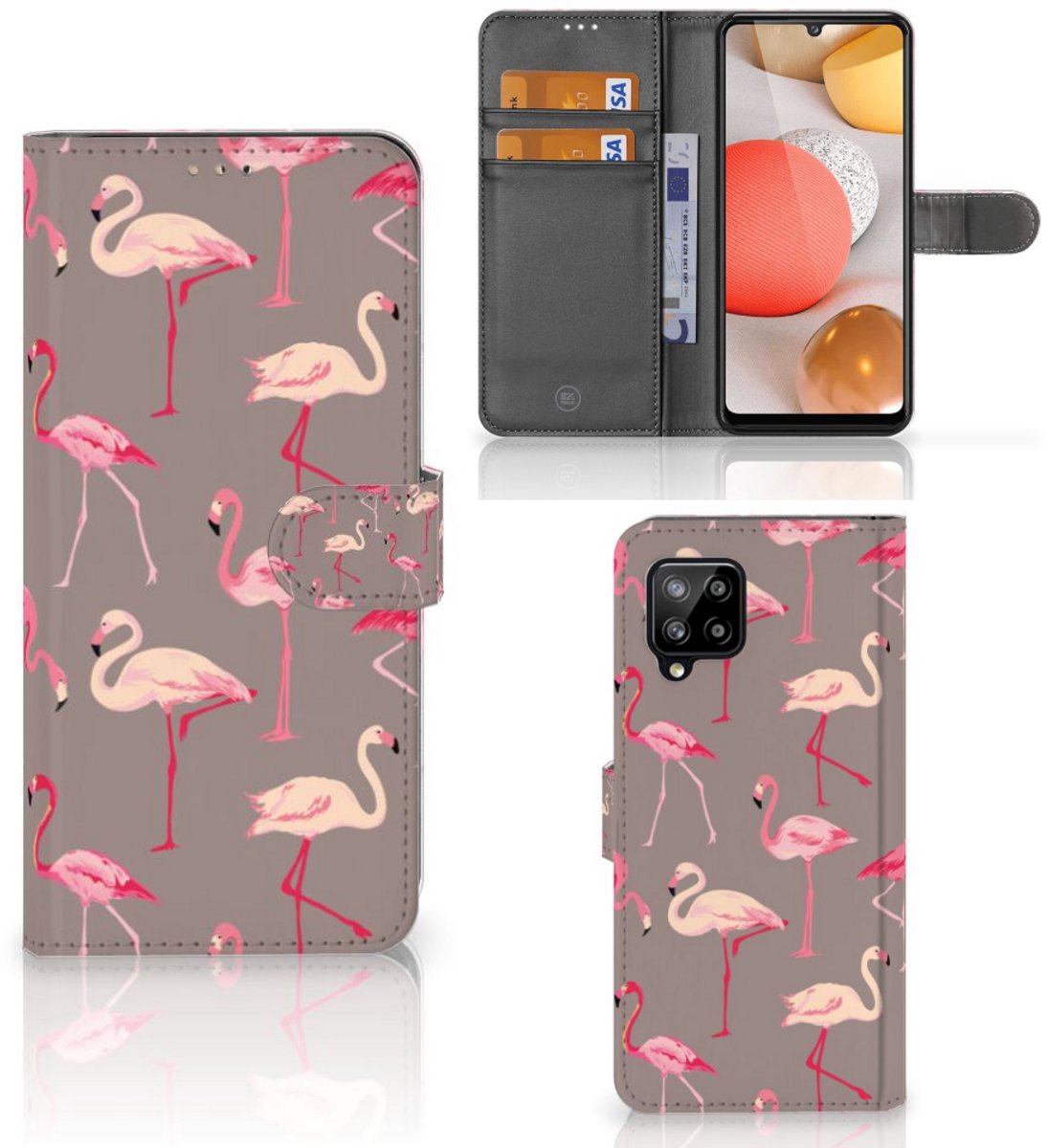 Samsung Galaxy A42 5G Telefoonhoesje met Pasjes Flamingo