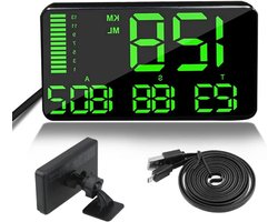 GPS Head Up Display - Snelheidsmeter Kilometer teller - Veilig Rijden - Groen Groot Scherm - 5.4 Inch - Zwart