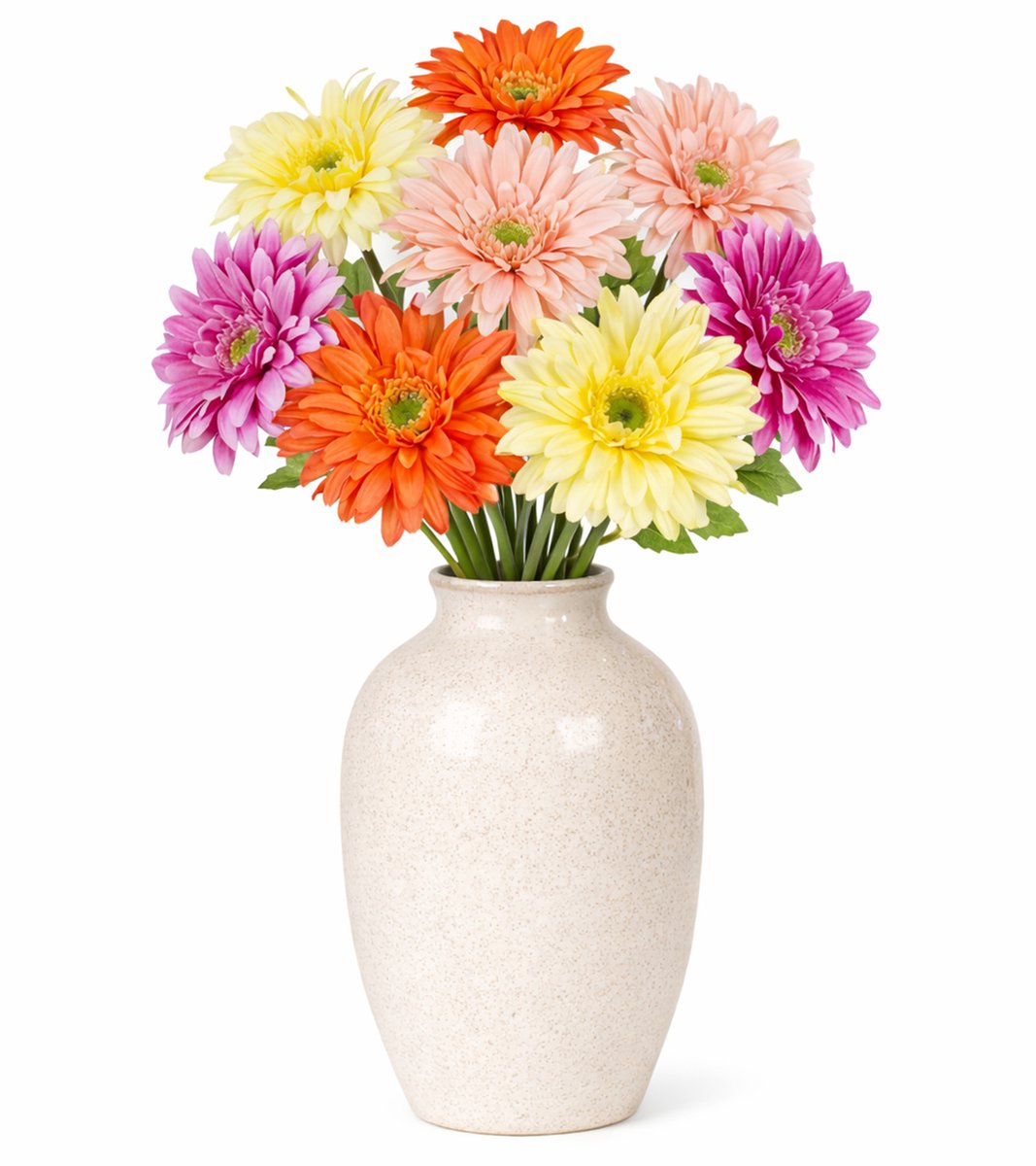 Mica Decorations Boeket Kunstbloemen Gerbera's - H60 cm - 4 kleuren mix - 8x stelen kunstbloemen - gekleurde bloemetjes Multi