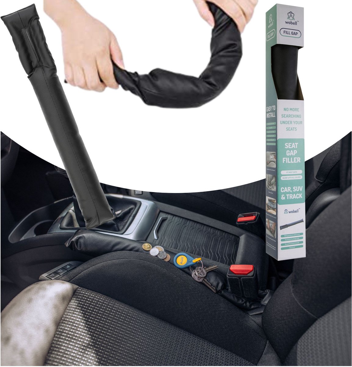 Wobell SERIE - Autostoelruimte vuller - Zwart - EKO Leer - Universeel