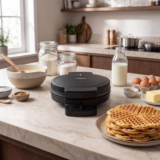Princess 132378 Wafelijzer - 5 hartvormige wafels - 1000W - Regelbare thermostaat - 5 standen - Anti aanbaklaag - PFAS-vrij - Zwart Gaufrier van Princess — afbeelding 2