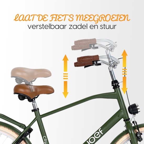 SJOEF City Jongensfiets 24 inch - Kinderfiets voor jongens van 8 tot 12 jaar - Army Green van SJOEF — afbeelding 3