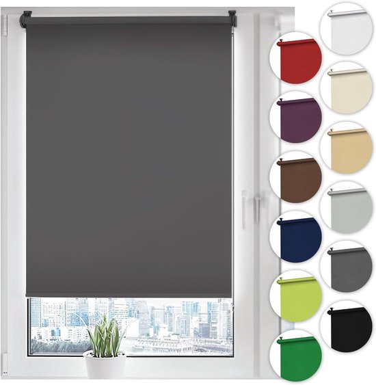 Sonello Verduisterend rolgordijn Klemmfix zonder boren 75cm x 150cm grijs Klemmfix rolgordijnen met zijkoord voor ramen en deuren klemrolgordijn zonwering ondoorzichtig verduistering Easyfix