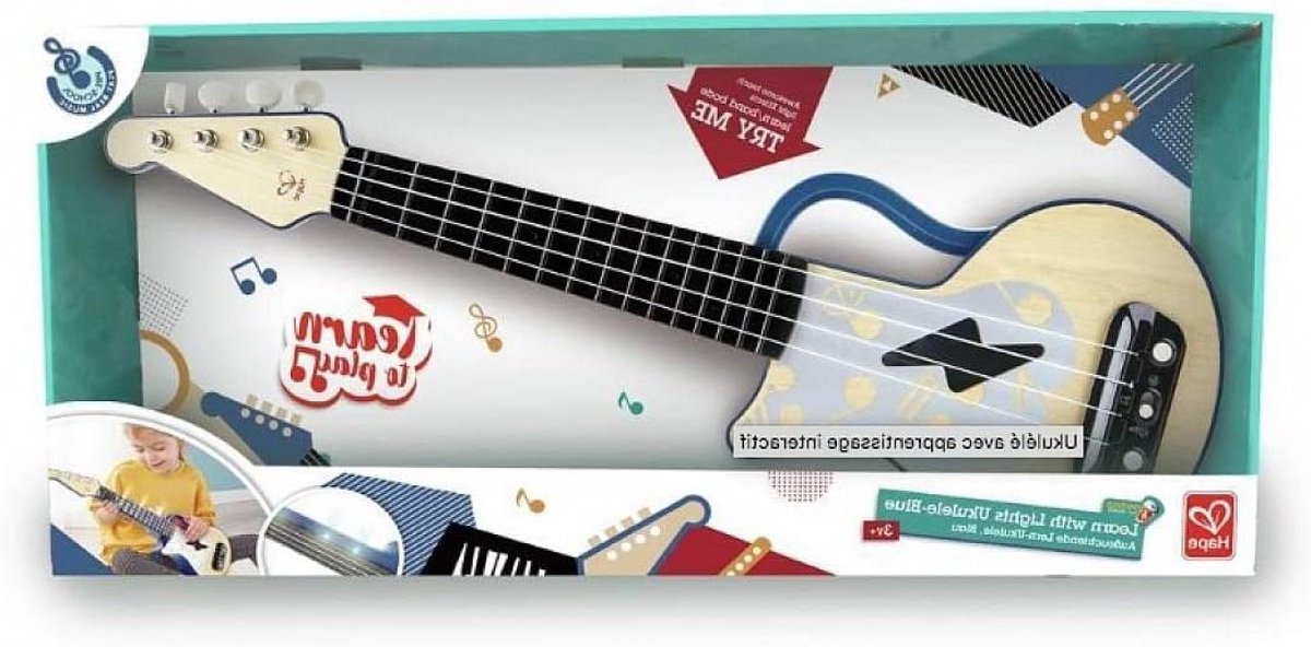 Hape Leer met deze Lichtjes-ukelele (Blauw)