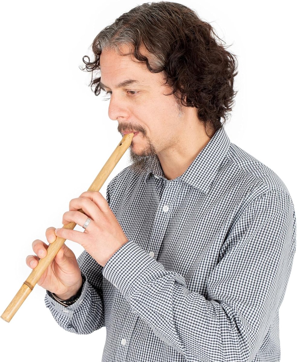 Bamboe fluit - Houtfluit Shakuhachi - Muziek Maken - Handgemaakt in Vietnam - 43 cm - Bruin