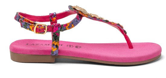 Lazamani - Lynn Dames Sandalen Leer Fuxia - Maat 39