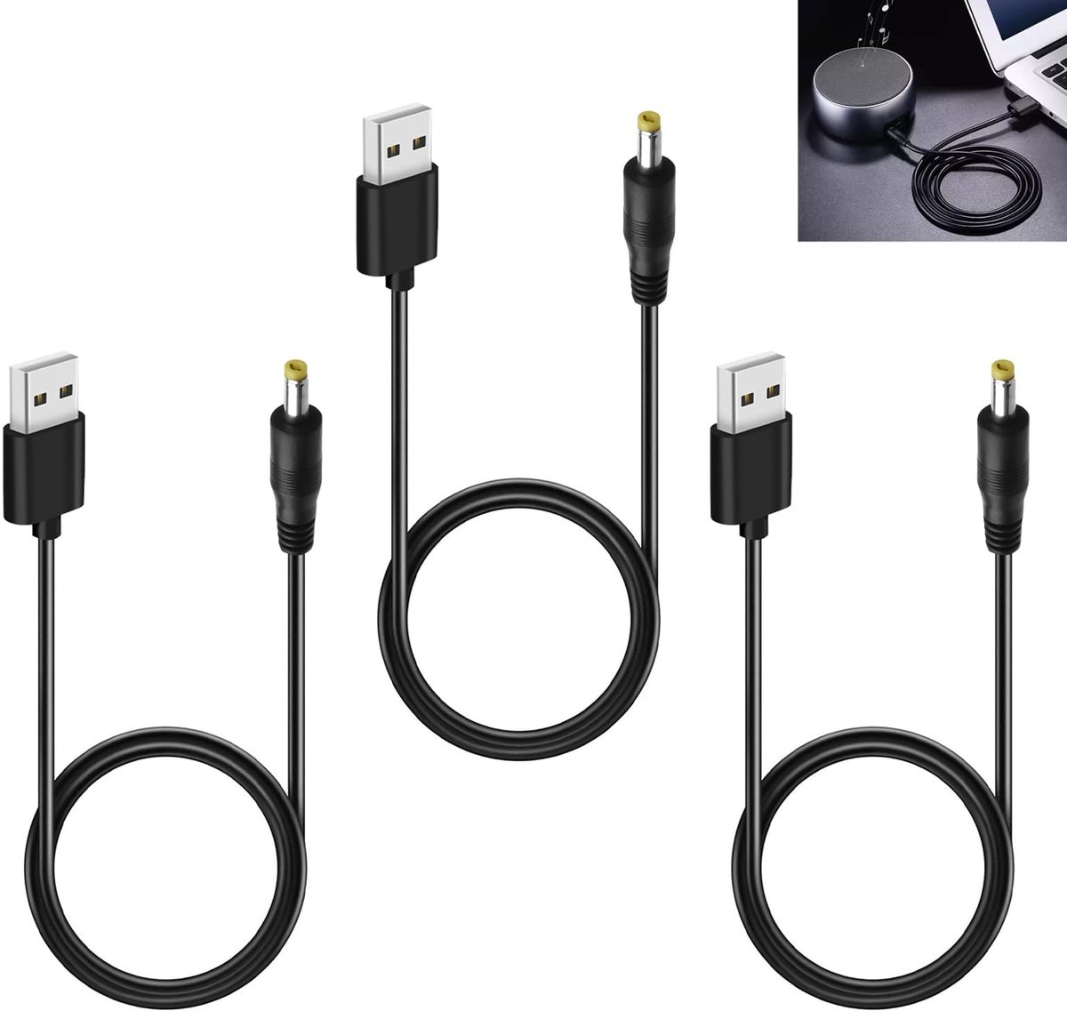 Cosensi - USB DC Power Cable - 2-in-1 Oplader en Gegevenskabel - 1 Meter - Zwart - Geschikt voor 1000 2000 3000 - Flexibel en duurzaam