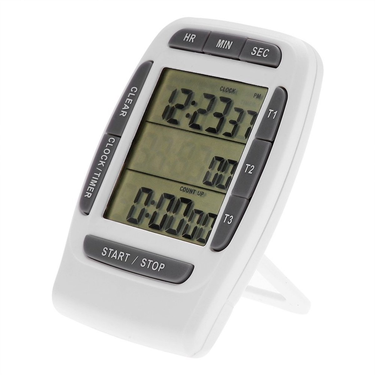 Cosensi - Digitale Keuken Timer - Multi-Channel Timer - Geschikt voor Studie en Koken - Wit + Grijs - LCD Timer - Handig voor Thuis en Koken - Comp...
