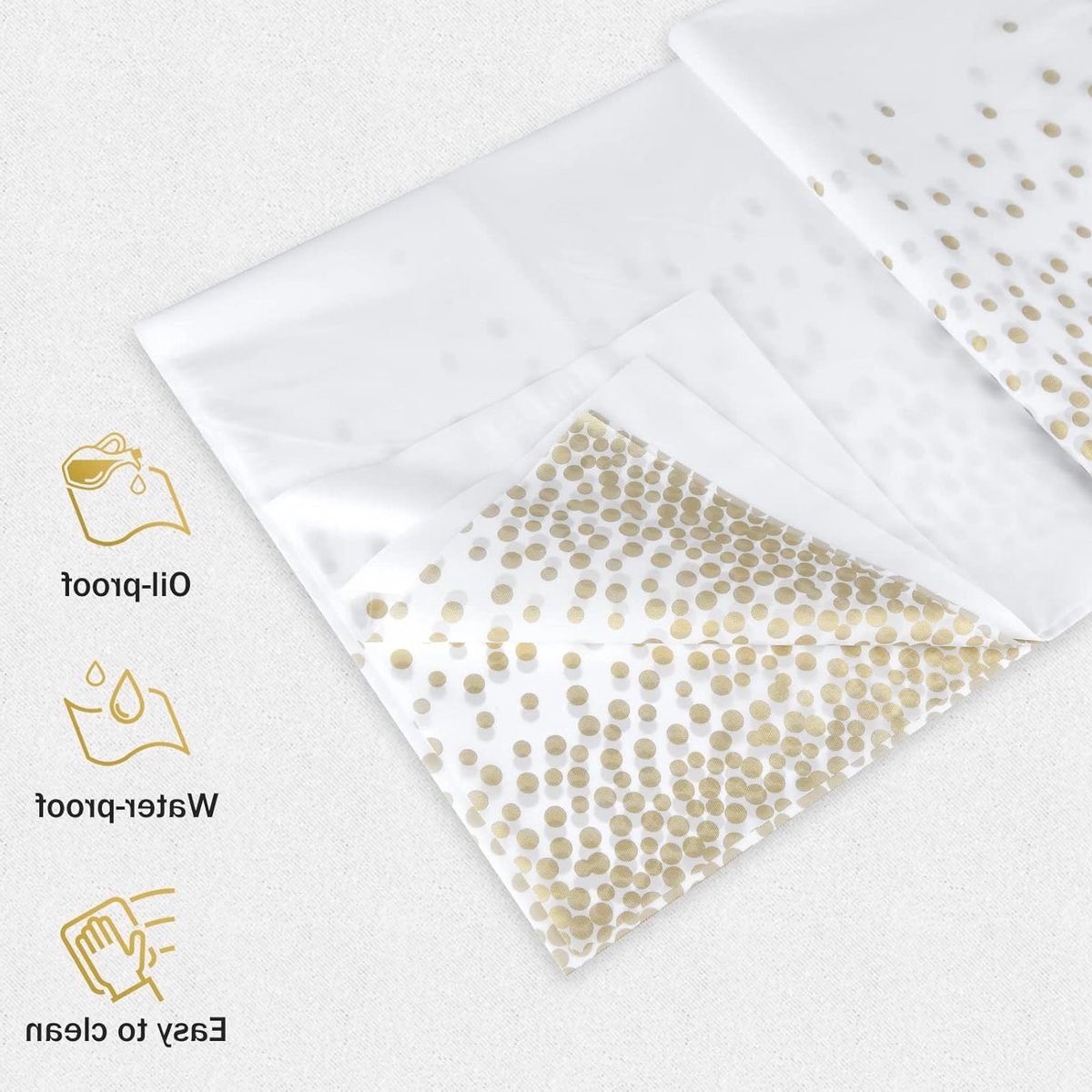 Witte en Gouden Stippen Tafellaken - 54 x 108 Inch Plastic Rechthoekig Tafellaken voor Feestdecoraties en Evenementen