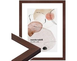 WANDStyle fotolijst notenhout look 10x10 cm vierkant van hout in modern stijl met staander en ophanger, Made in Germany - H430