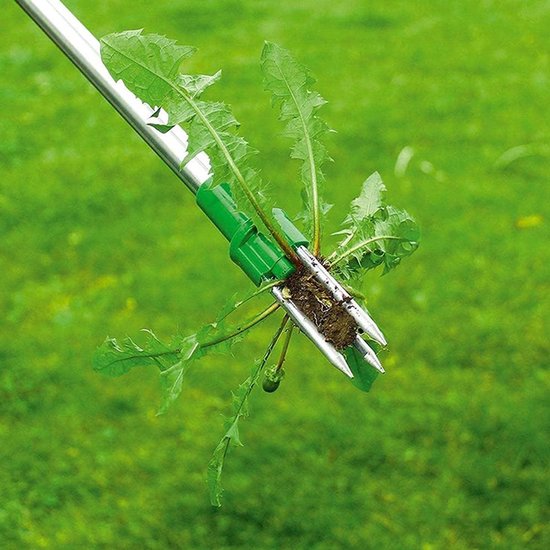 Onkruidsteker, telescoop, onkruidverwijderaar met steel, in hoogte verstelbaar, 54-100 cm, zonder bukken, staand roestvrij staal, drietands om te draaien, voor het verwijderen van paardenbloem, distelen en onkruid enz. (met handschoenen — afbeelding 3
