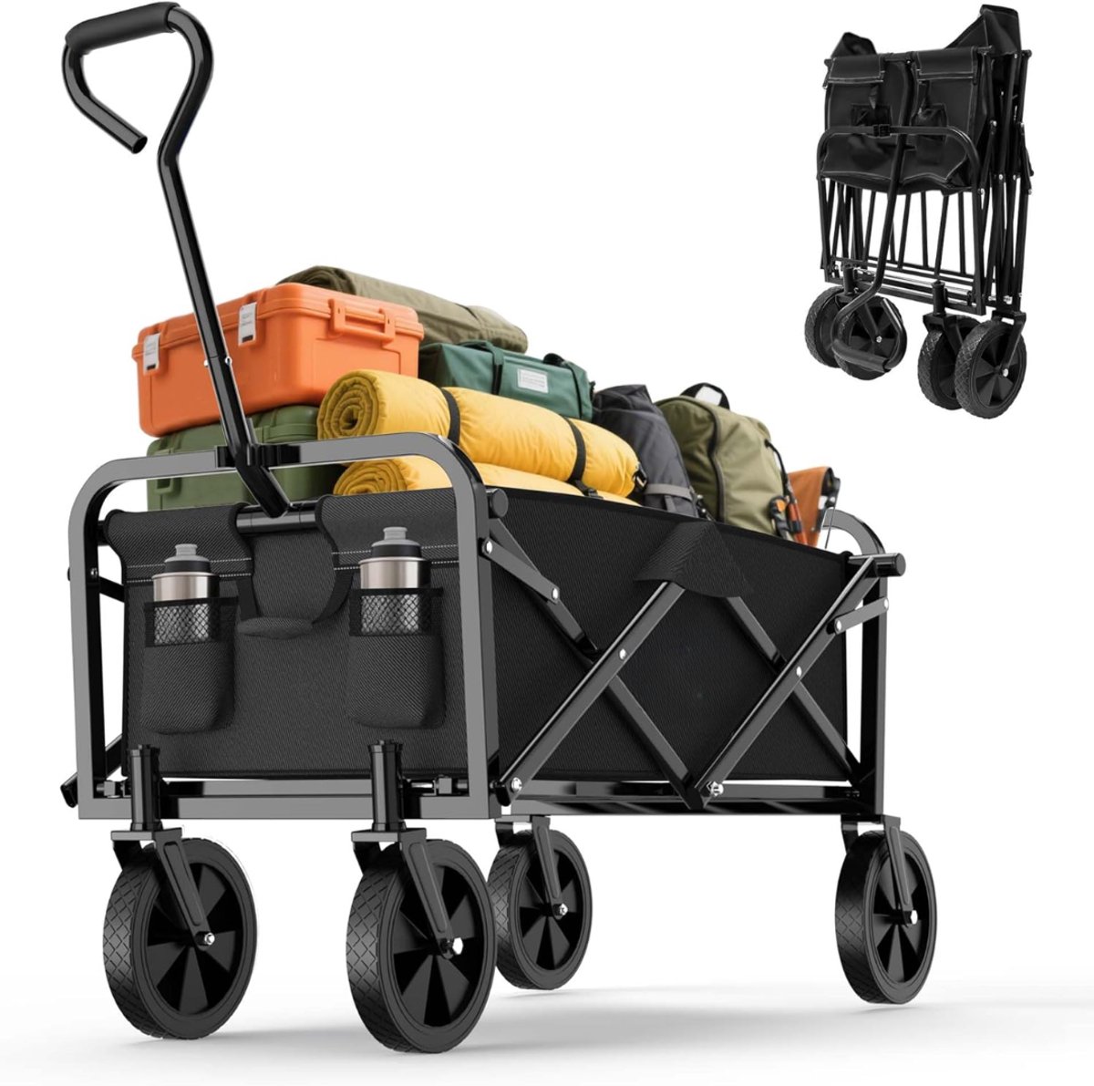 REN® Bolderkar Opvouwbaar Luchtbanden - Bolderkar Opvouwbaar - Bolderkar Kinderenvervoer - Zwart - 50cm x 102cm x 115cm