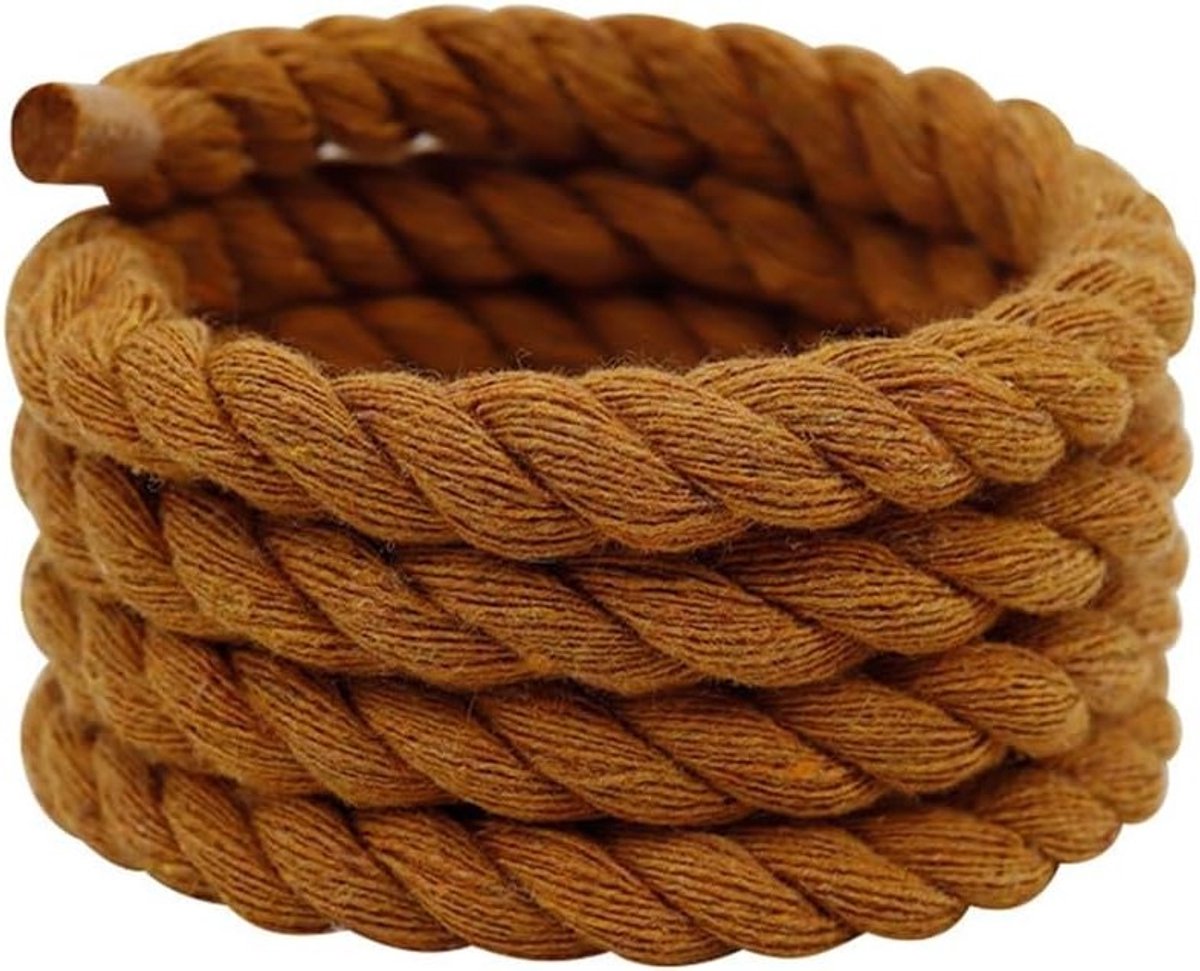 Dikke Ronde Veters 8 mm voor DIY Trainers en Sneakers - Katoenen Veters voor Hardloopschoenen en Sportschoenen - Bruin 120 cm