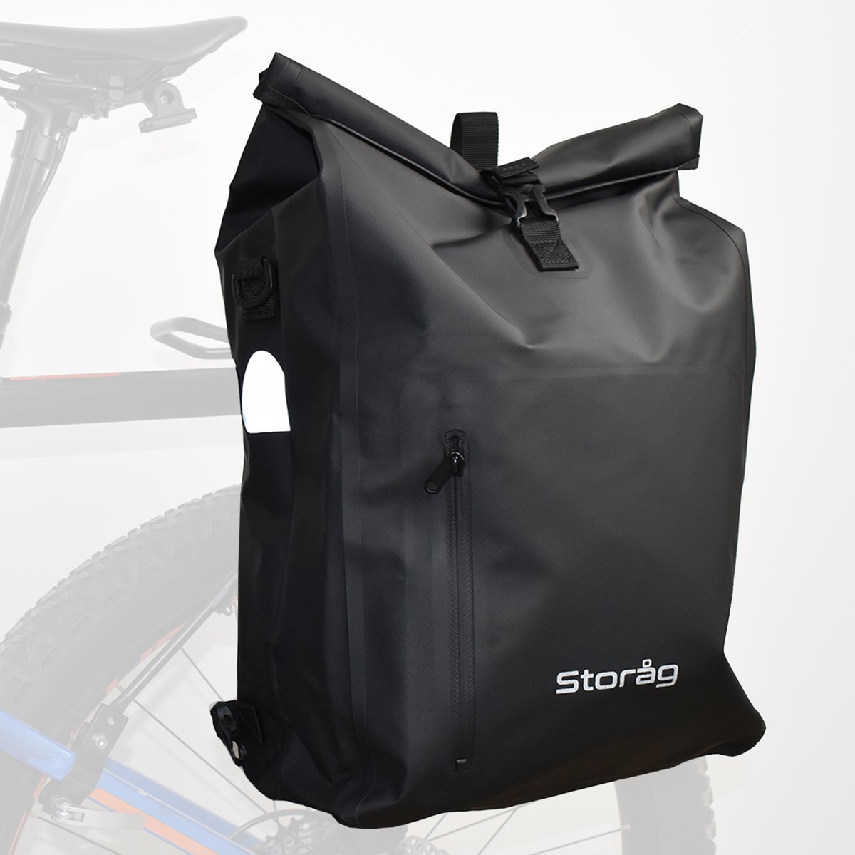 Storag waterdichte fietstas 25 l. 3-in-1-functies – zijtas voor bagagedrager, rugzak en schoudertas – 100% waterdicht – laptopvak – snelle bevestiging