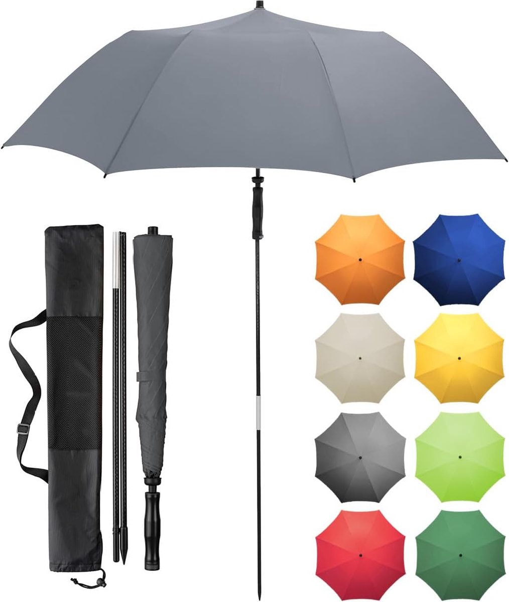 Reisparasol - Compacte Zonbescherming - Bescherming Tegen Zon - 50+ UV Certificaat - 147 cm Diameter - Grijs
