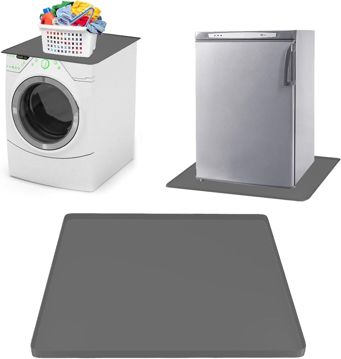 Lekbak Wasmachine - Koelkastmat Vloermat - Apparaten Beschermen - Verhoogde Rand - 60 x 60 cm - Grijs
