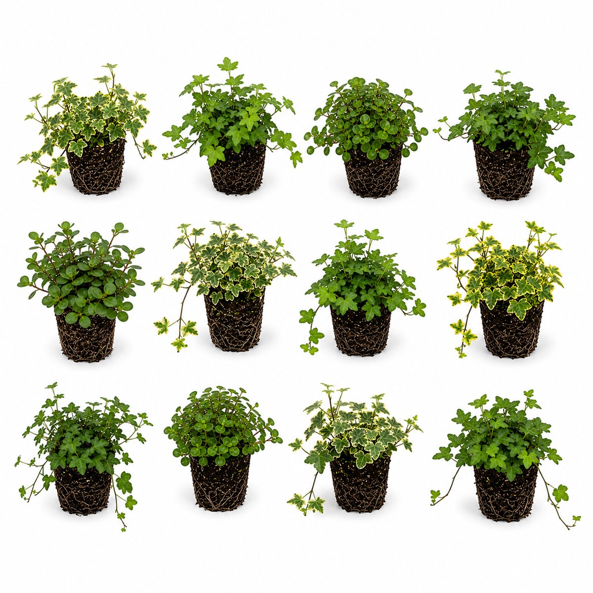 vdvelde.com - Hedera Klimop Gemengd 12 Stuks P12 - Bodembedekker Vijverrand Rotsrand - Schaduwplant Winterhard - Klimop Vaste Plant Tuin Border
