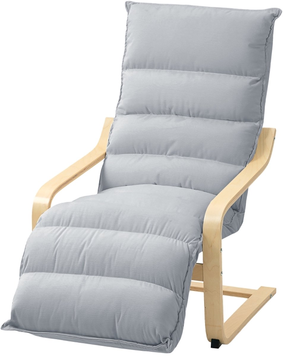 Loungestoel Verstelbare Voetensteun Relaxstoel Fluweel Look Lichtgrijs 67x93-114x105cm Sch