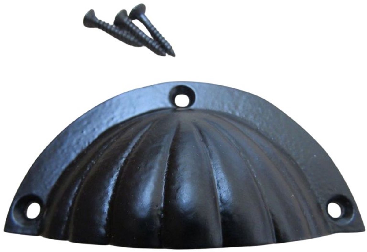 Fluted Cup Pull Handle Black on Iron