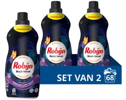 Robijn - Klein & Krachtig Wasmiddel Black Velvet 34 Wasbeurten - 2 x 1,19 liter - Voordeelverpakking