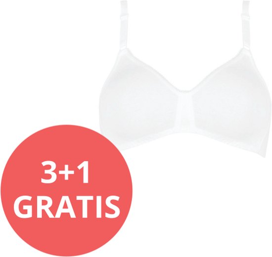 Witte beugel bh van Sloggi met 3+1 gratis indicatie.