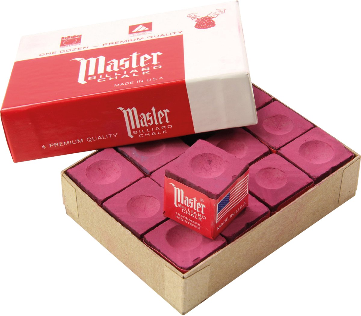Master Master biljart krijt bordeaux rood 12 stuks
