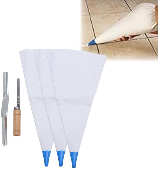 Voegmortel Zak Set - Metselmortel Spuitzak - Metselwerk Afwerken - Herbruikbaar PVC Materiaal - 3 stuks - Grijs — afbeelding 5