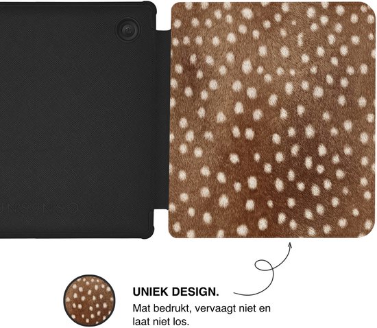Lunso Geschikt voor Kobo Libra Colour hoesje (7 inch) - Vegan Saffiano Leren Sleep Cover - Oh Deer! van Merkloos — afbeelding 5