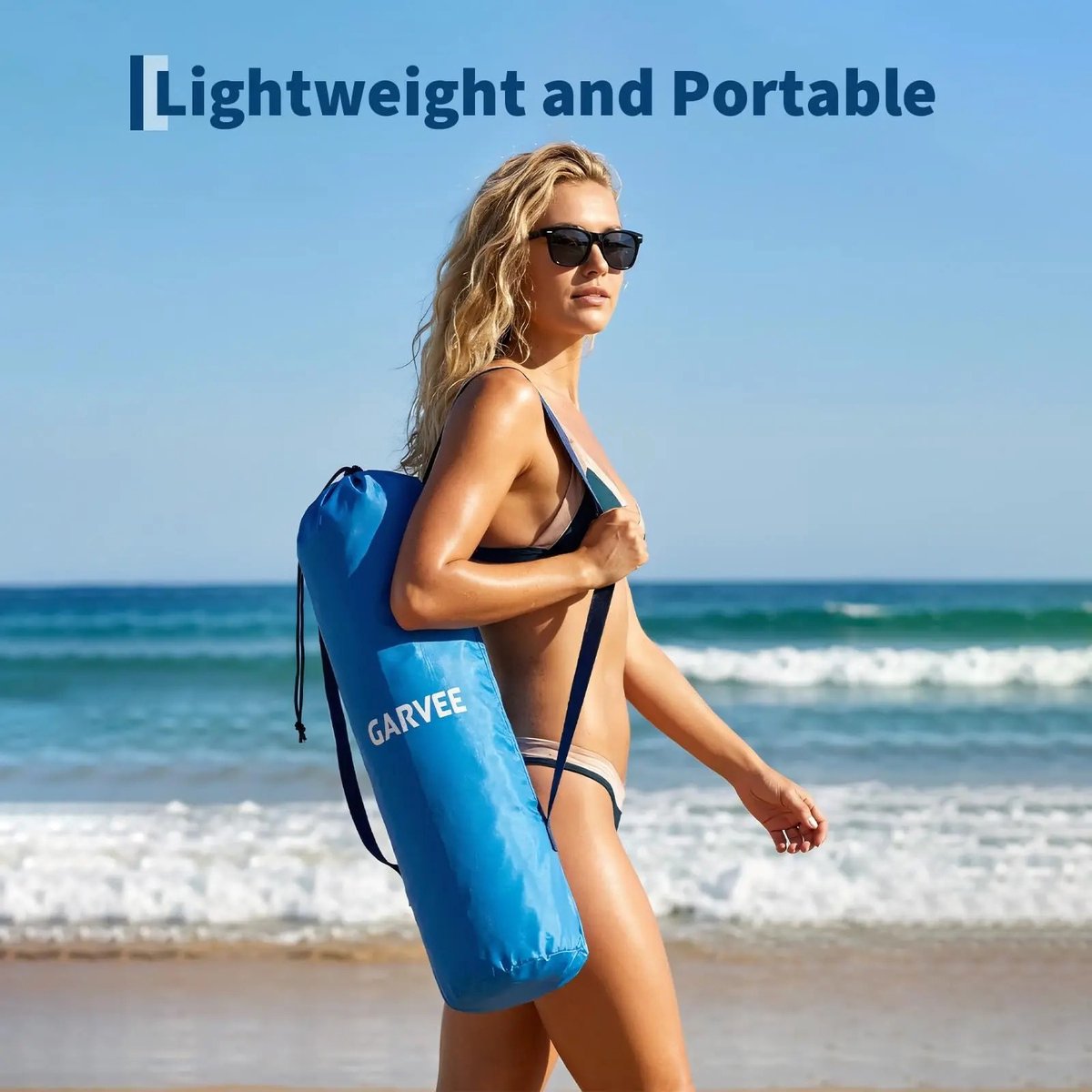 Hutjemutje - opvouwbare strandstoel - set van 2 - lichtgewicht campingstoel - met bekerhouder - tot 150 kg - inclusief draagtas - blauw — cadeau in Sport & Outdoor - foto 4
