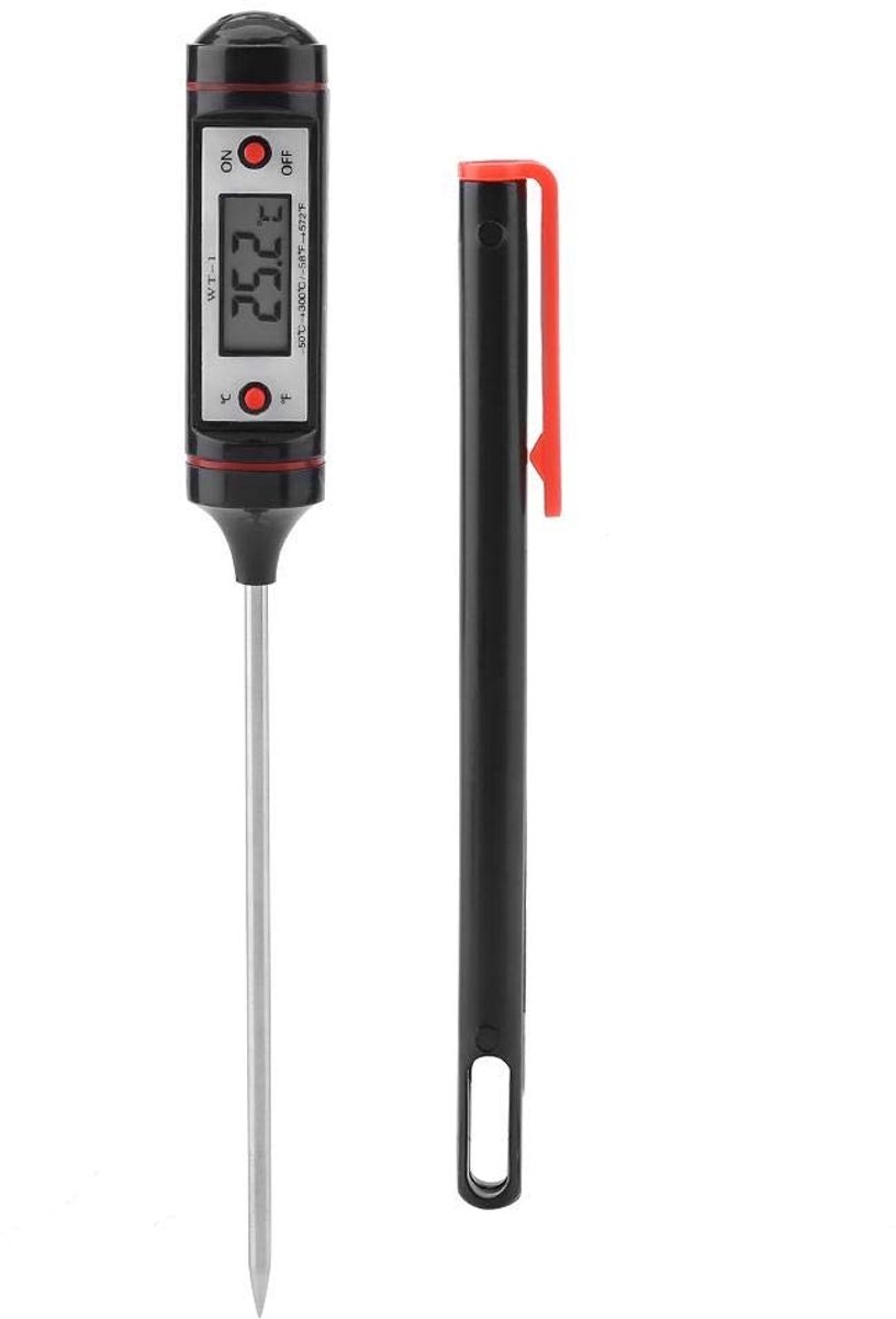 Dailygoods- Thermometer Digitale Probe - Thermometer Koken - Thermometer BBQ - Thermometer Voedsel - Thermometer Lichaam - Roestvrij Stalen Probe - Keuken Thermometer