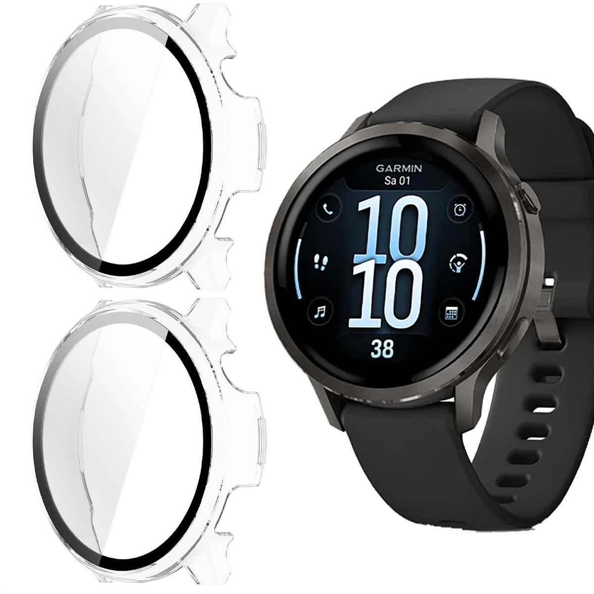 Dailygoods - Beschermhoes voor Garmin Venu 4 met Glas en Frame [2 stuks]