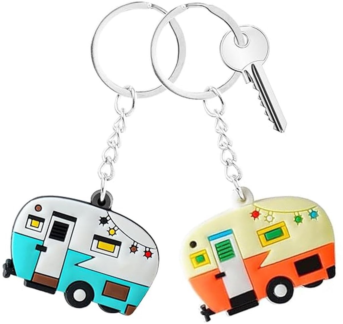 Dailygoods- Sleutelhanger 2 Stuks - Camper Sleutelhanger - Reisdecoratie - Lichtgewicht - Duurzaam - Hoogwaardige Legering - Sleutelhangers