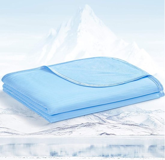Koeldeken-koeldeken voor mensen-cooling blanket-Zomerdeken - Gemaakt met verkoelende vezels - Koele en zachte deken - Ademend aan beide zijden voor comfortabel slapen - Blauw - 150 x 200 cm