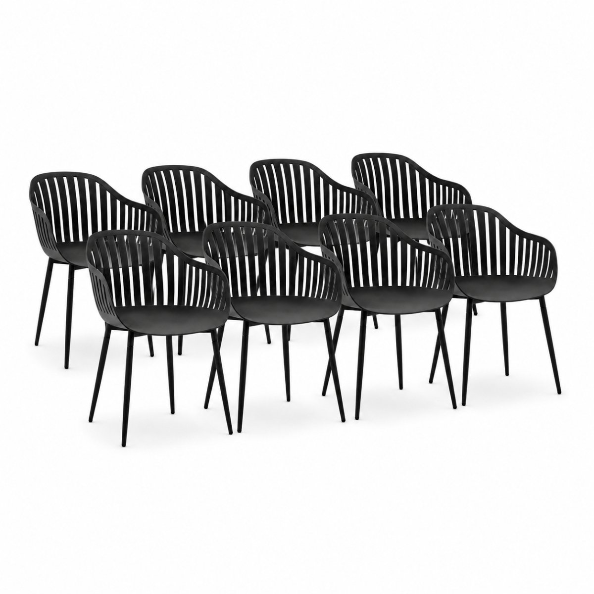 DS4U® - Harry tuinstoel - Set van 8 - Zwart - Kunststof - Kuipstoel