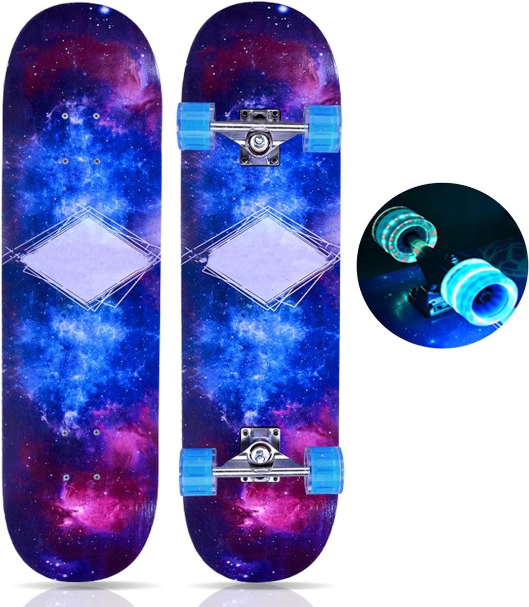 Compleet Skateboard Longboard voor beginners Buitenplezier LED oplichtende wielen 31 inch Sterrenhemel