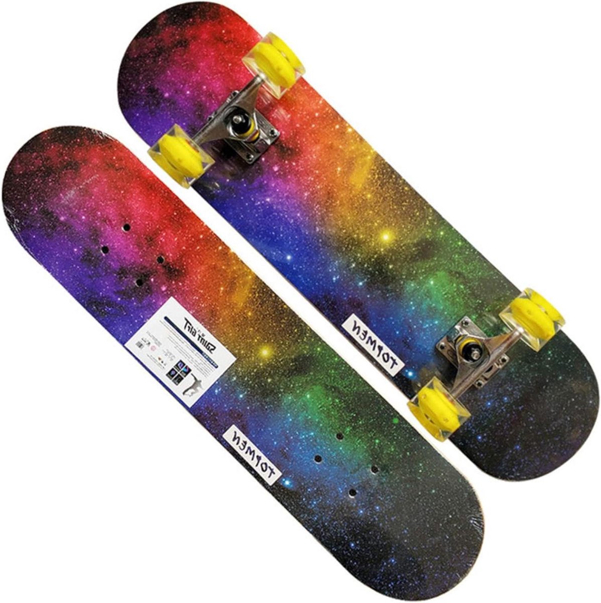 Compleet Skateboard Esdoorn Hout Nieuwe Trucs Leren 7 Lagen Dek 31×8 Inch Grafisch Ontwerp