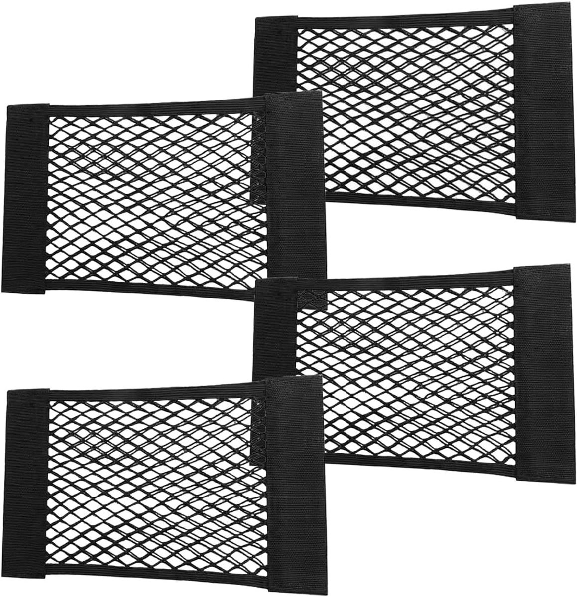 Set van 4 Elastische Bagagenetten voor Auto - Ideaal voor Kofferbak, SUV's en Reisauto's, Perfecte Oplossing voor Opbergruimte en Organisatie