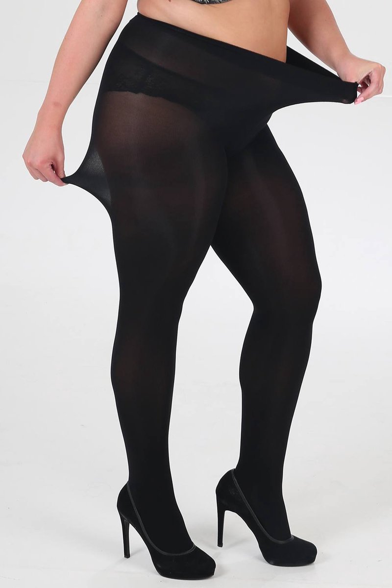Panty grote maat 90 Denier zwart 56-58 Pamela Mann