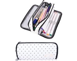 VHV - Pennenetui - Etui school - Pennenzak groot - Etui met 3 ritsen - Multi vakken etui - Pennenmap organizer - Mesh pocket etui - Schrijfwaren tas - Voor school - Voor kantoor - Voor studenten